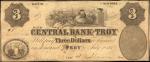 Troy, New York. Central Bank of Troy. July 1, 1859. Spurious $3 Santa Claus Note. Fine.