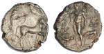 Sicily. Selinos. AR Tetradrachm, ca. 455-409 BC. 16.97 gms. Artemis holding reins, driving quadriga 