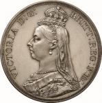 英国(GB), 1887, 銀(Ag), クラウン Crown,極美/未プルーフ, AUProof, ヴィクトリア女王像 ジュビリーヘッド 1クラウン銀貨 1887年 KM765