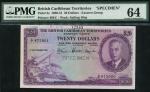 British Caribbean Territories, Specimen $20, 1st September 1951, serial number B/1 875000, purple, o