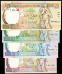 Bank Centrali ta Malta, 2, 5, 10 & 20 liri, 1989, a first prefix matching number set, (A,B,C,D)/1 00