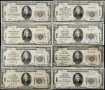 Lot of (8) Pennsylvania Nationals. $20 1929 Ty. 1. Fr. 1802-1. Very Good to Very Fine.