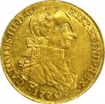 COLOMBIA. 1770/69-VJ 8 Escudos. Santa Fe de Nuevo Reino (Bogotá) mint. Carlos III (1759-1788). Restr