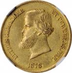 BRAZIL. 10000 Reis, 1878. Rio de Janeiro Mint. Pedro II. NGC AU-55.