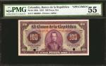 COLOMBIA. Banco de la República de Colombia. 100 Pesos Oro. July 20, 1923. P-366s. Specimen.