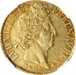1702-A年法国2 路易金币。巴黎铸币厂。FRANCE. 2 Louis dOr, 1702-A. Paris Mint. Louis XIV. NGC MS-62.