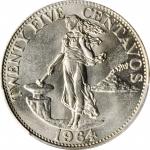 PHILIPPINES. 25 Centavos, 1964. Kings Norton Mint. PCGS SPECIMEN-65 Gold Shield.