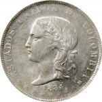COLOMBIA. 5 Decimos, 1884. Medellin Mint. PCGS MS-62.
