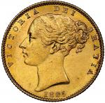 Great Britain (London, England), gold sovereign, Victoria (young head), 1865, die number 12, NGC UNC