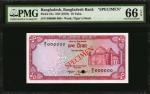 BANGLADESH. Bangladesh Bank. 10 Taka, ND (1978). P-21s. Specimen. PMG Gem Uncirculated 66 EPQ.