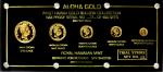1988 First Hawaii Gold Bullion Collection Proof Set. Total Weight 1.9 Ounces. 999 Fine. Bruce PS-1. 