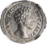 MARCUS AURELIUS, A.D. 161-180. AR Denarius (3.43 gms), Rome Mint, A.D. 163-164. NGC Ch AU, Strike: 5