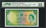 RHODESIA & NYASALAND. Bank of Rhodesia & Nyasaland. 1 Pound, 1956-60. P-21a. PMG About Uncirculated 