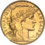 FRANCE IIIe République (1870-1940). Essai-piéfort de 20 francs Marianne, Flan bruni (PROOF) 1899, Pa