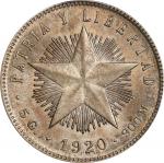 CUBA. 20 Centavos, 1920. Philadelphia Mint. PCGS MS-64.