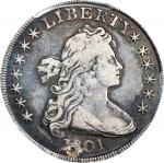 1801 Draped Bust Silver Dollar. BB-211, B-1. Rarity-3. VF Details--Plugged (PCGS).