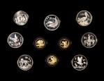 1992年中国造币总公司铸造、中国人民银行发行“珍稀野生动物”系列精制金、银币一套十枚