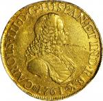 COLOMBIA. 1761-JV 8 Escudos. Santa Fe de Nuevo Reino (Bogotá) mint. Carlos III (1759-1788). Restrepo