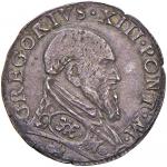 Vatican coins and medals. Gregorio XIII (1572-1585) Testone - Munt. 46 AG (g 9 62) Piccole screpolat