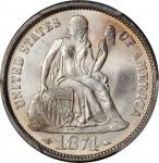 1874 Liberty Seated Dime. Arrows. MS-66 (PCGS).