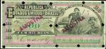 BRAZIL. Republica Dos Estados Unidos Do Brazil. 100 Mil Reis, E.7A (1897). P-61s. Serial Number 2. S