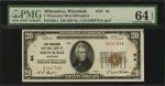 Milwaukee, Wisconsin. $20 1929 Ty. 1. Fr. 1802-1. First Wisconsin NB of Milwaukee. Charter #64. PMG 