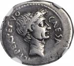 JULIUS CAESAR. AR Denarius (3.47 gms), Rome Mint; L. Aemilius Buca, moneyer, 44 B.C. NGC Ch VF, Stri