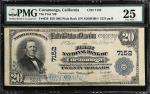 Cucamonga, California. $20 1902 Plain Back. Fr. 650. The First NB. Charter #7152. PMG Very Fine 25.