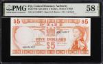 FIJI. Central Monetary Authority of Fiji. 5 Dollars, ND (1974). P-73b. PMG Choice About Uncirculated