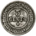 5 cents silver strike undated (1891 / 1897). Bandar Poeloe Estate.1, 94 g. Proof coinage, nice patin