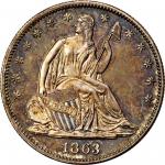 1863 Pattern Liberty Seated Half Dollar. Judd-340, Pollock-412. Rarity-6-. Silver. Reeded Edge. Proo