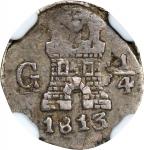 GUATEMALA. 1/4 Real, 1813/2-GaMR. Nueva Guatemala Mint. Ferdinand VII. NGC EF-40.