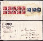 1950 (April 24) Commercial Cover from Shanghai to USA, franked with Dr SYS East China surcharges and
