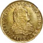 MEXICO. 4 Escudos, 1735-Mo MF. Mexico City Mint. Philip V. NGC MS-63+.