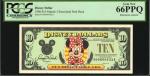 Disney Dollar. $10. 1998. PCGS Currency Gem New 66 PPQ.
