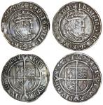 Henry VIII (1509-47), second coinage, Groats (2), 2.54g, m.m. lis, agl z france, saltire stops, crow