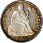 1863 Liberty Seated Dime. Fortin-101a. Rarity-5. MS-62 (PCGS).