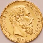 ベルギー (Belgium) レオポルド2世像 20フラン金貨 1871年 KM37 ／ Leopold II 20 Francs Gold