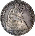 1868 Liberty Seated Silver Dollar. OC-P2. Rarity-3+. Repunched Date. Proof-64 (PCGS).
