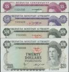  Bermuda Government/Monetary Authority, $5, $10, $20 (2); 1970-84; A/1000395, A/2000429, A/2700008, 