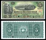 El Salvador. Banco Occidental. 5 Pesos. (1891-1915). P-S176s. Black on green underprint. Coffee harv