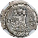 COLOMBIA. 1/4 Real, 1808-NR. Santa Fe de Nuevo Reino (Bogota) Mint. Ferdinand VII. NGC MS-63+.