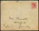 Hong Kong Treaty Port1903 (6 Apr.) 4c.Q.V. postal envelope to England (23.5) cancelled by "Hankow/A"