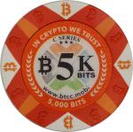 2016 BTCC 5K Bits "Poker Chip" 0.005 Bitcoin. Loaded. Firstbits 1MVQvry7UD. Serial No. E01360. Serie