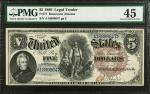 Fr. 77. 1880 $5 Legal Tender Note. PMG Choice Extremely Fine 45.