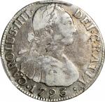 COLOMBIA. 1793-JJ 2 Reales. Santa Fe de Nuevo Reino (Bogotá) mint. Carlos IV (1788-1808). Restrepo 8