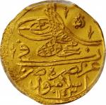 TURKEY. Ottoman Empire. 1/2 Zeri Mahbub, AH 1143 Year XII (1730). Mahmud I. PCGS MS-63 Gold Shield.