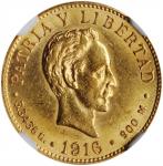 CUBA. 2 Pesos, 1916. Philadelphia Mint. NGC MS-63.