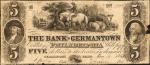 Germantown, Pennsylvania. Bank of Germantown in the County of Philadelphia. Jan. 14, 1843. $5. Fine.
