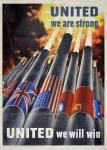 民国抗战时期联合国印发《UNITED we willwin 联合胜利海报》一张。尺寸：50.5×70.5cm。1943年10月30日，美国国务卿科德尔·赫尔、维亚切斯拉夫·莫洛托夫、安东尼·艾登、科德